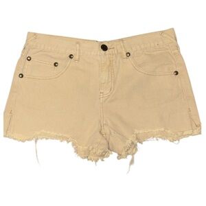 Free People Tan Jean Shorts Distressed Style